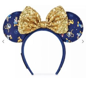Loungefly Disney World Exclusive 50th Anniversary Gold Sequin Bow Ear Headband